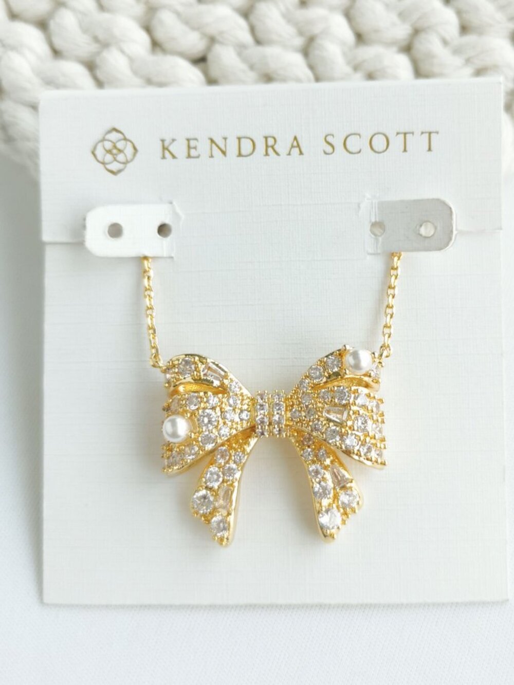 Kendra Scott Krista Gold White Mix Bow Necklace